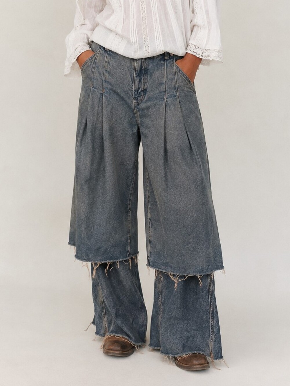 NWT Free People We The Free Nocturne Double Hem Trouser Jeans Size 28 Pants - Picture 1 of 8